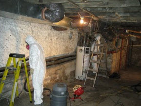 cleaning mold damage in this Philadelphia, PA basement