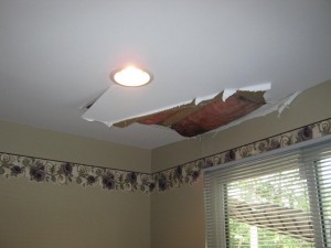 water damage to ceiling from snow melt