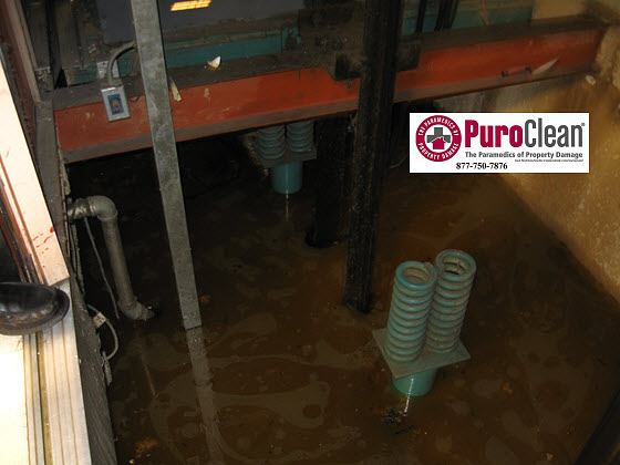 commercial water damage restoration: flooded elevator pump out
