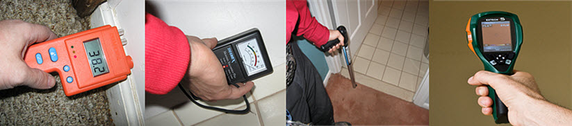 water damage dried professionally with meters that measure the moisture